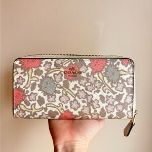 Coach Floral Zip Wallet in Pink, Gray & Cream